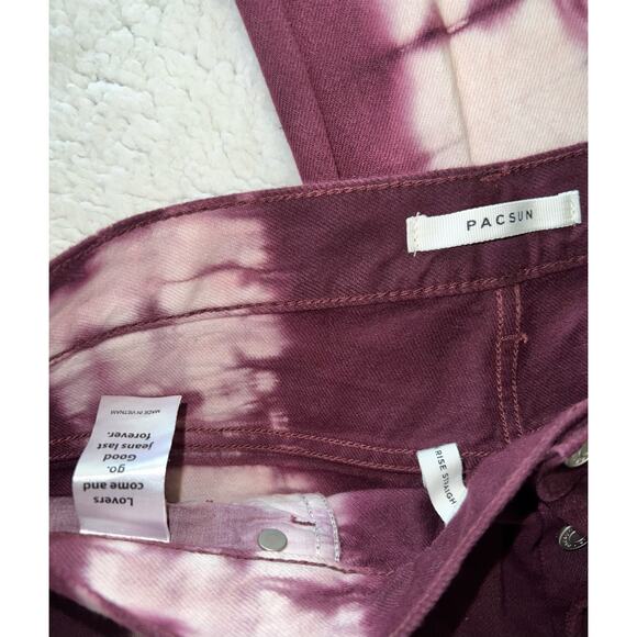 PACSUN Eco Raspberry Tie Dye High Waisted Straight Leg Jeans - size 30 - G1 - Picture 5 of 9